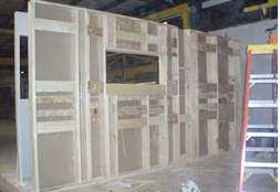 WALL FRAMING DETAIL SHOWING EXTENT OF FACTORY BLOCKING FOR CABINET SUPPORT