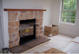 GAS FIREPLACE WITH RAISED HEARTH