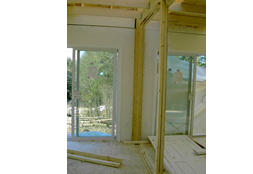 MATE WALL TEMPORARY FRAMING AND GLASS SLIDING DOOR